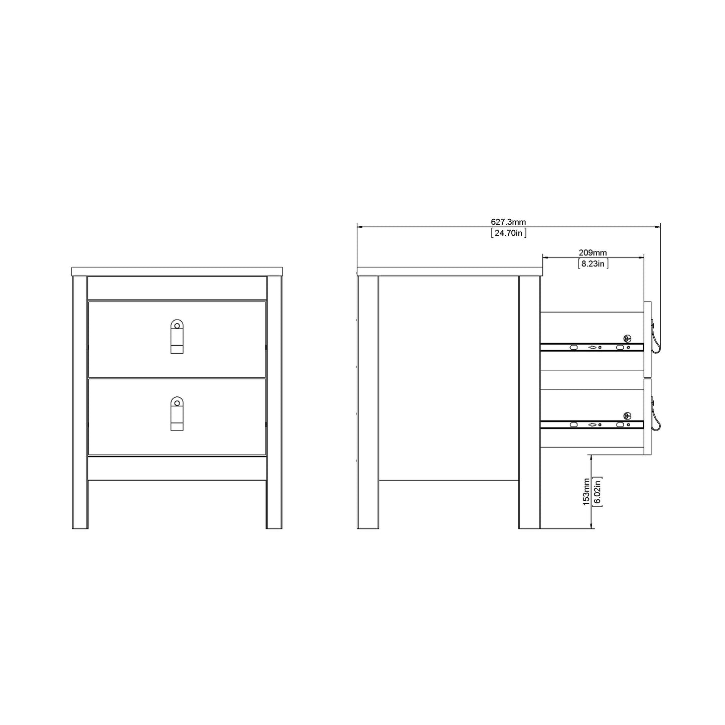 Madrid Bedside Table 2 drawers - Home Utopia 