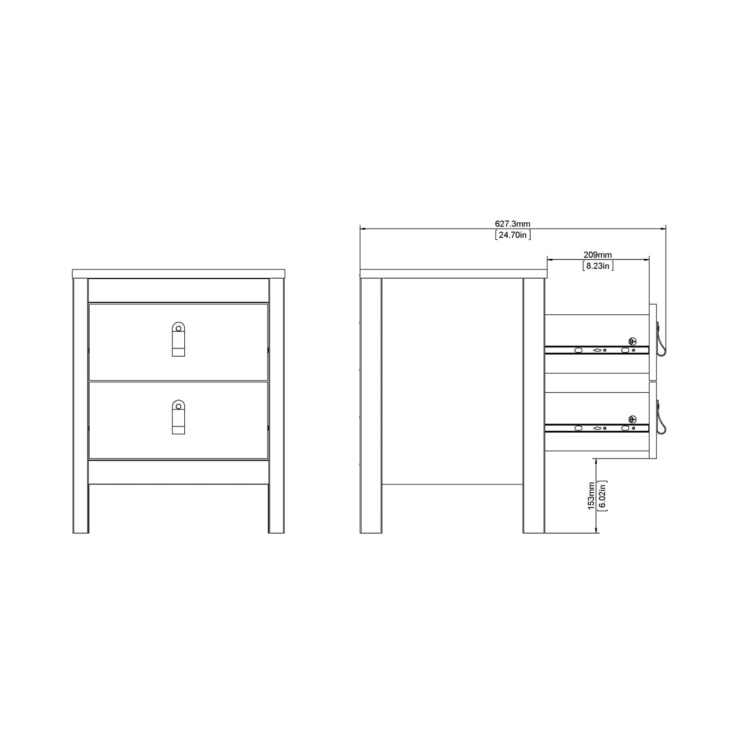 Madrid Bedside Table 2 drawers - Home Utopia 