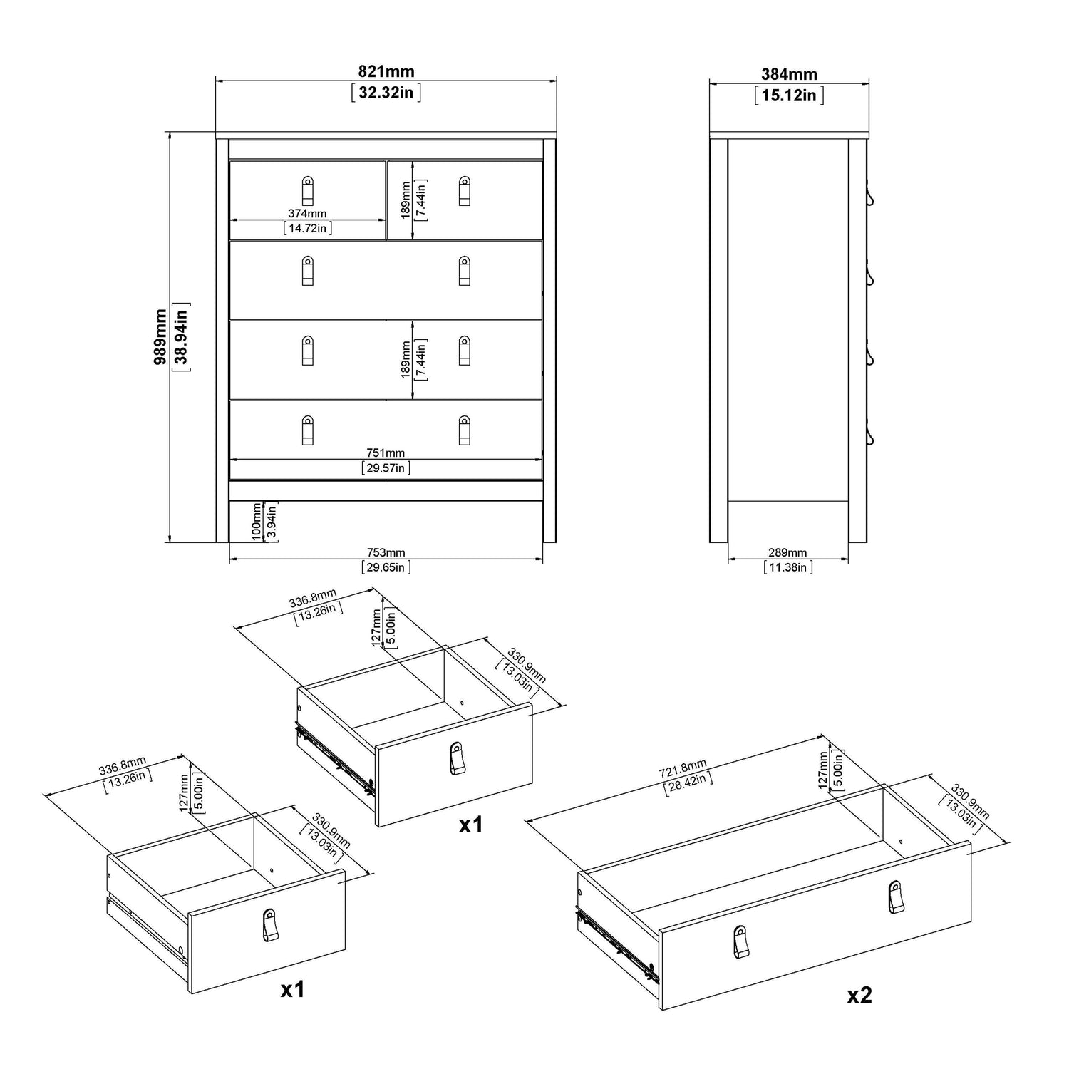 Madrid Chest 3+2 drawers - Home Utopia 