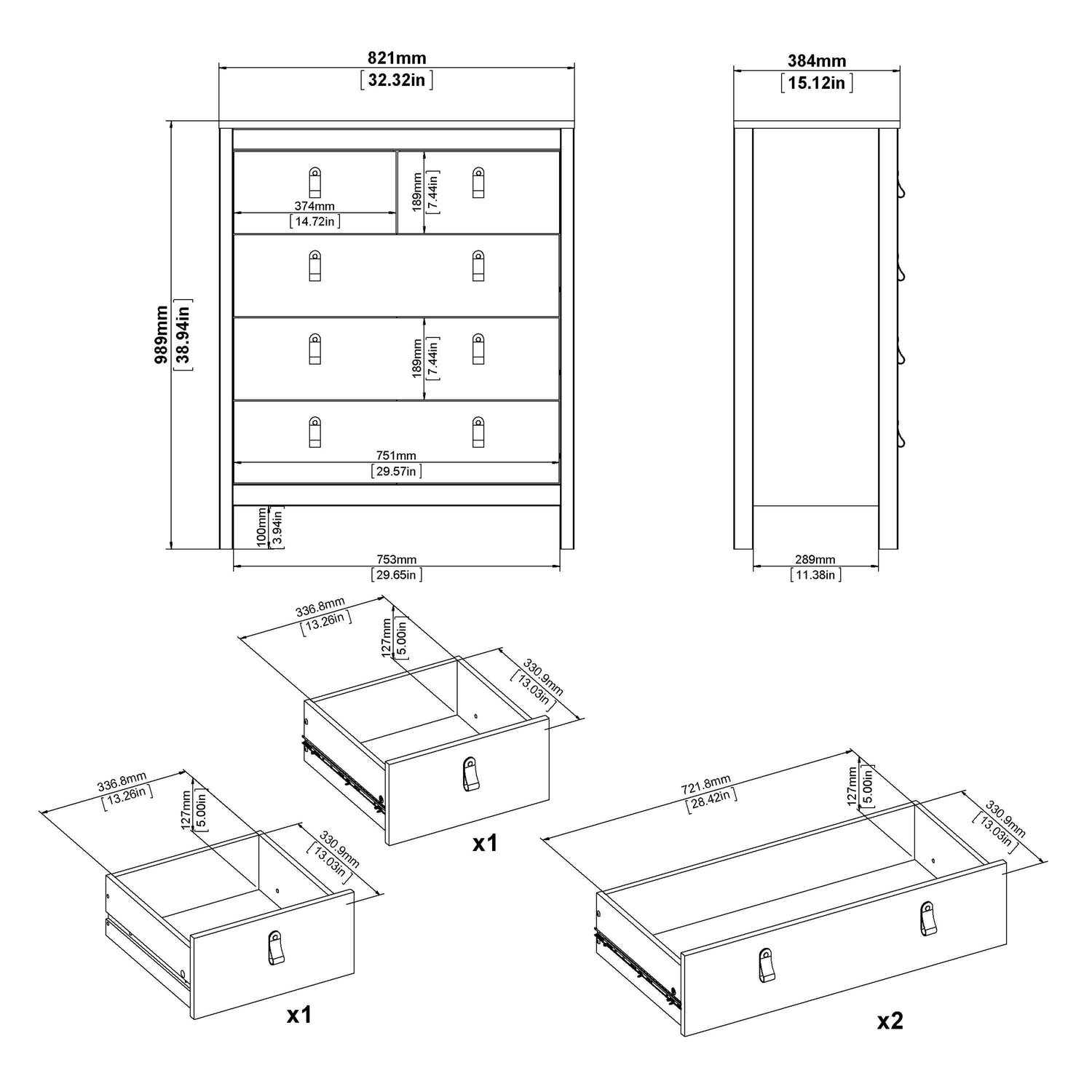 Madrid Chest 3+2 drawers - Home Utopia 