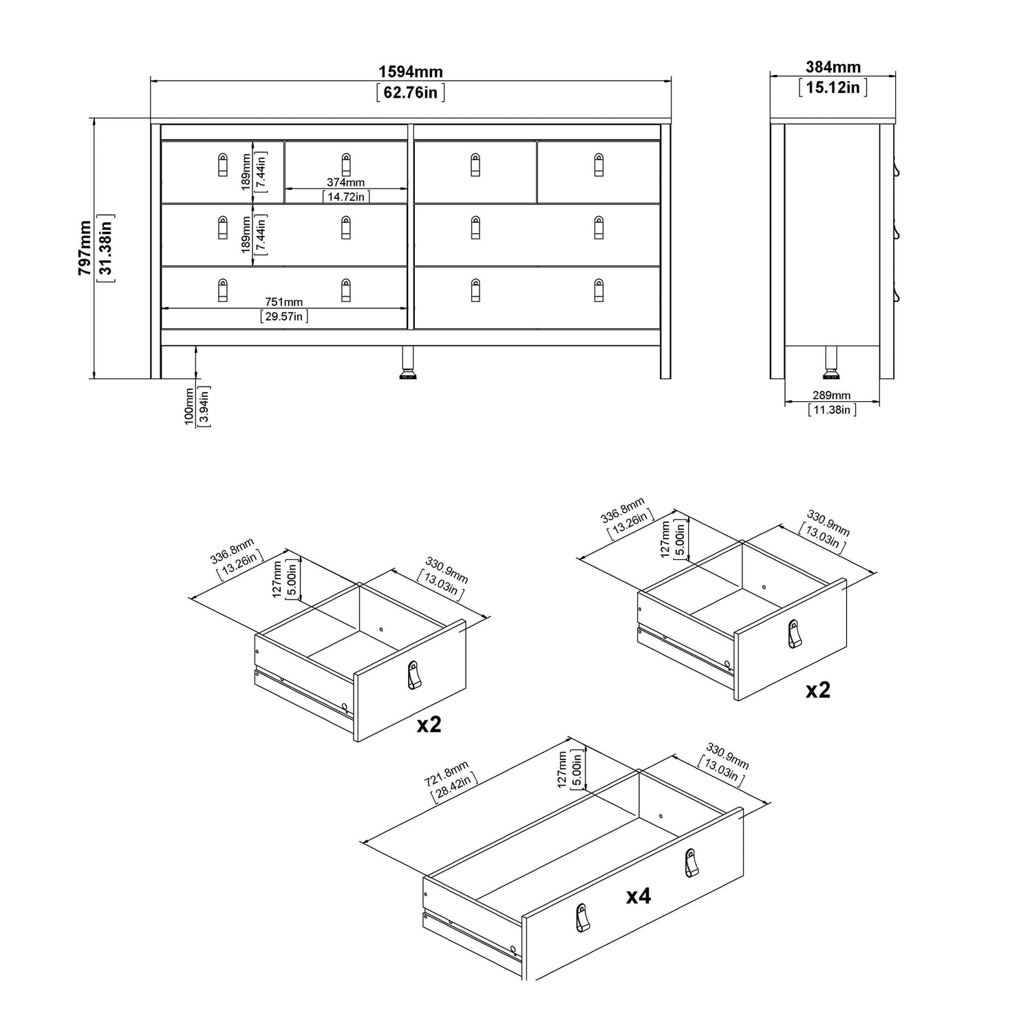 Madrid Double dresser 4+4 drawers - Home Utopia 