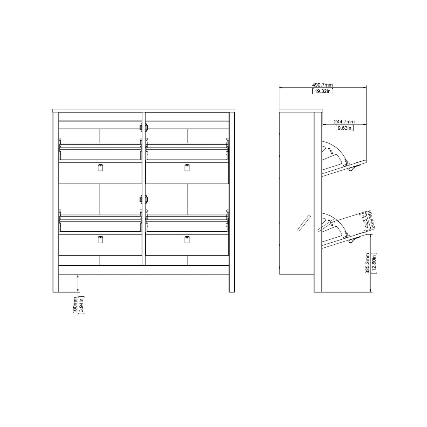 Madrid Shoe cabinet 4 Compartments - Home Utopia 