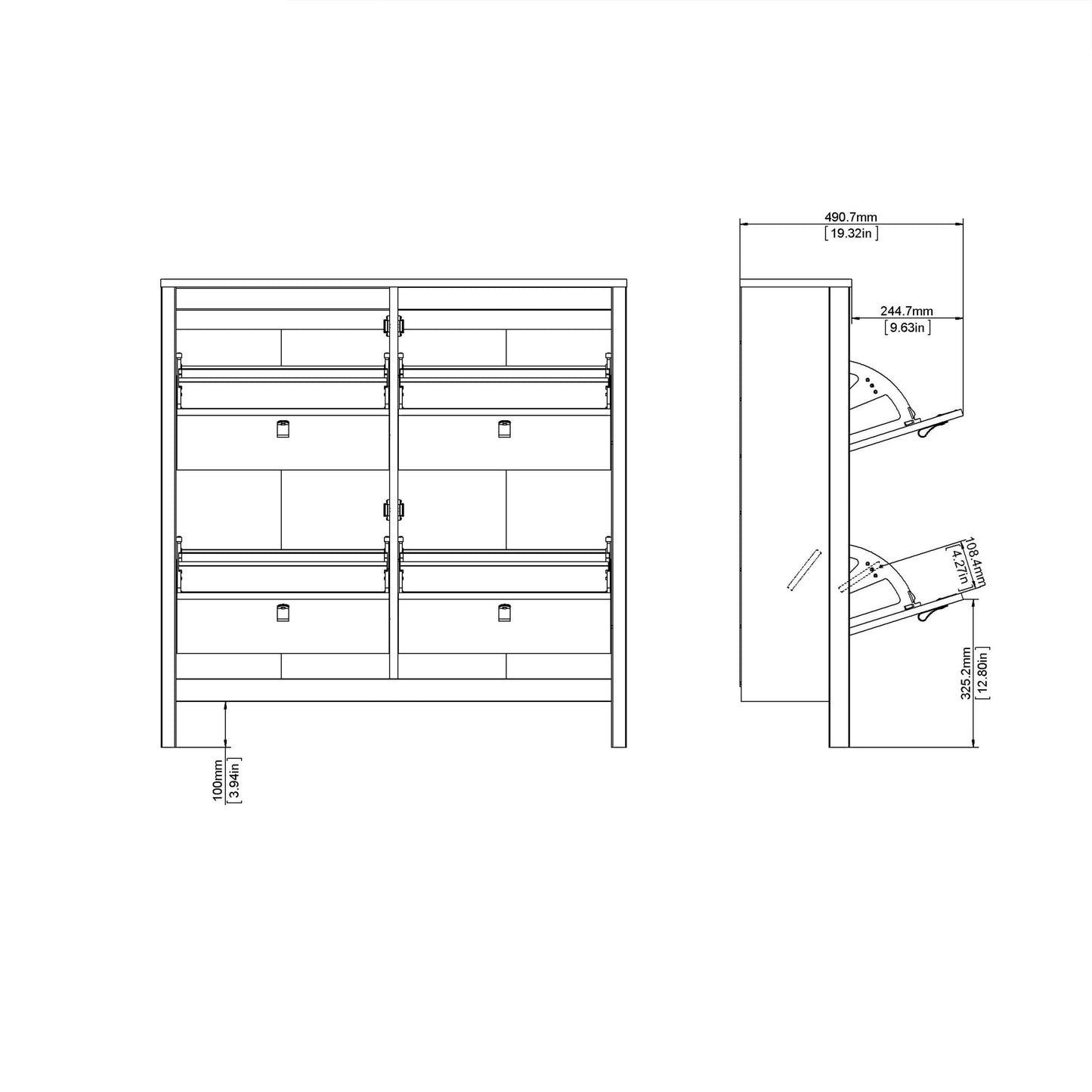 Madrid Shoe cabinet 4 Compartments - Home Utopia 