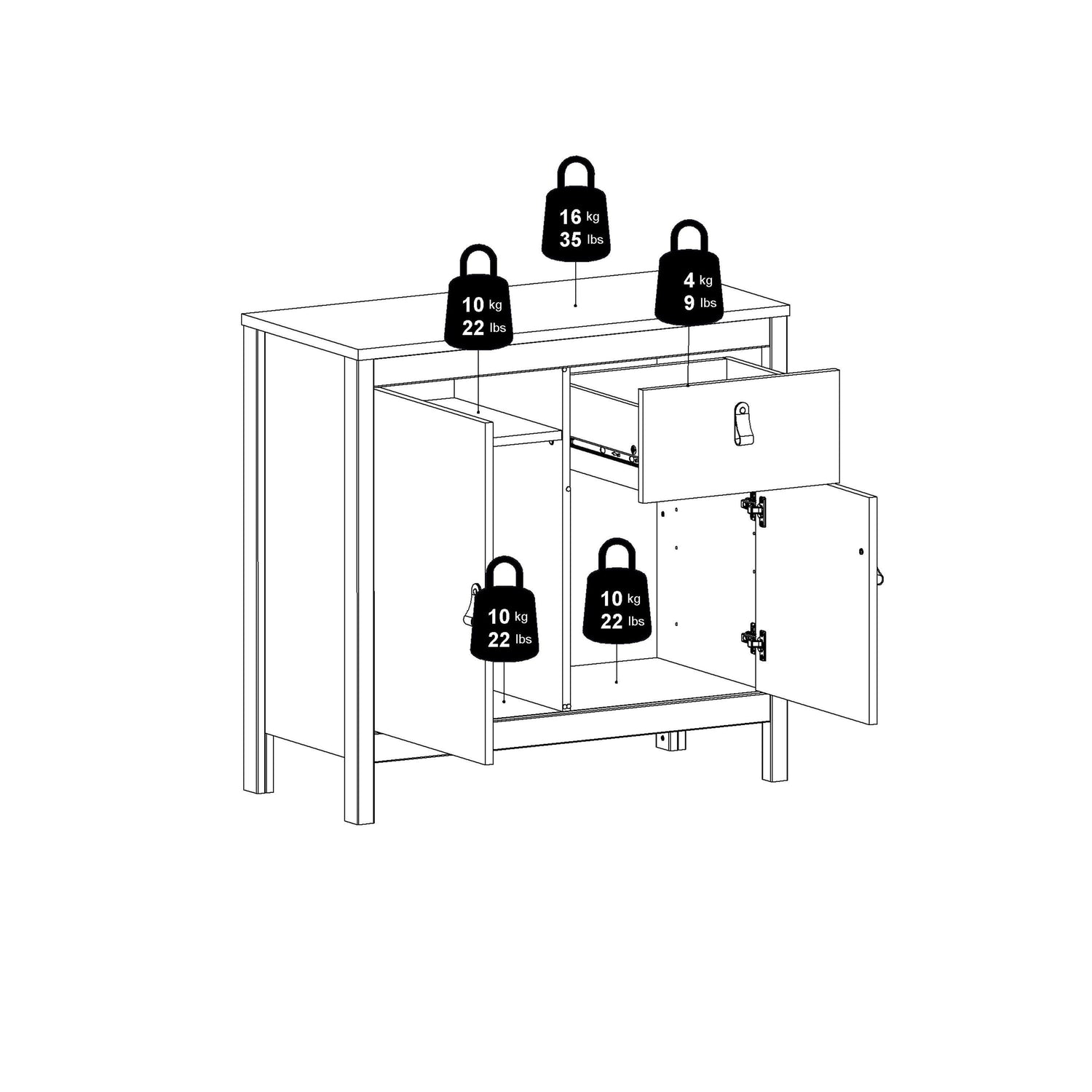 Madrid Sideboard 2 doors + 1 drawer - Home Utopia 