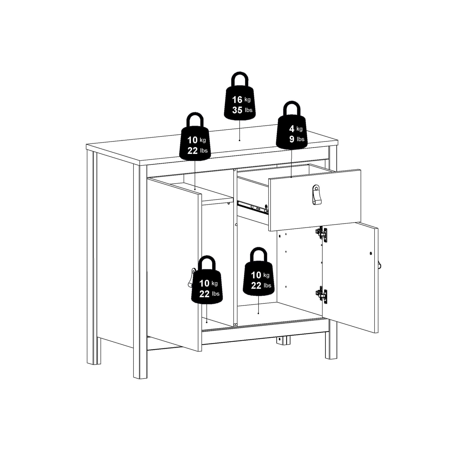 Madrid Sideboard 2 doors + 1 drawer - Home Utopia 