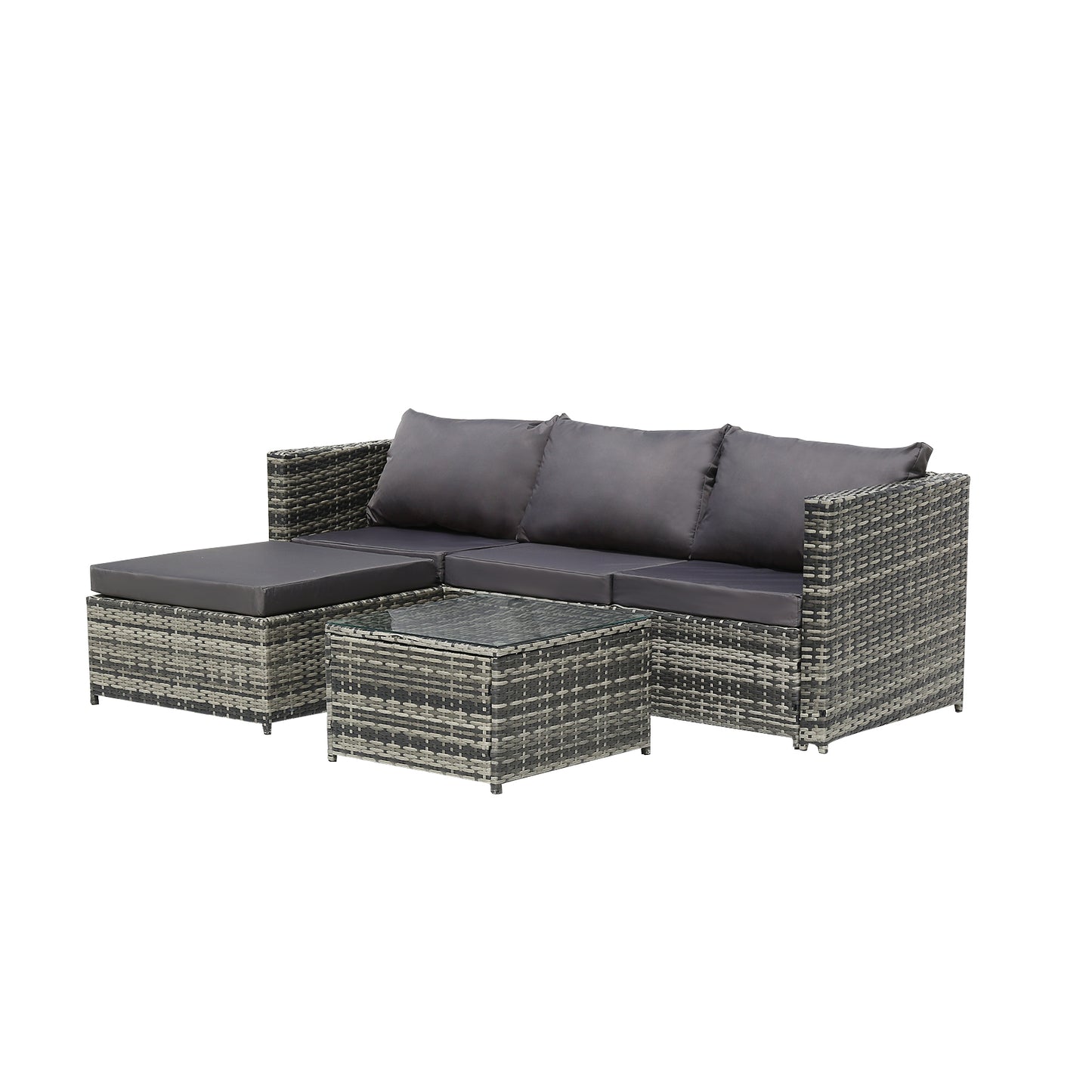 Oshion  Three-Seater Sofa With Table - Dark Grey