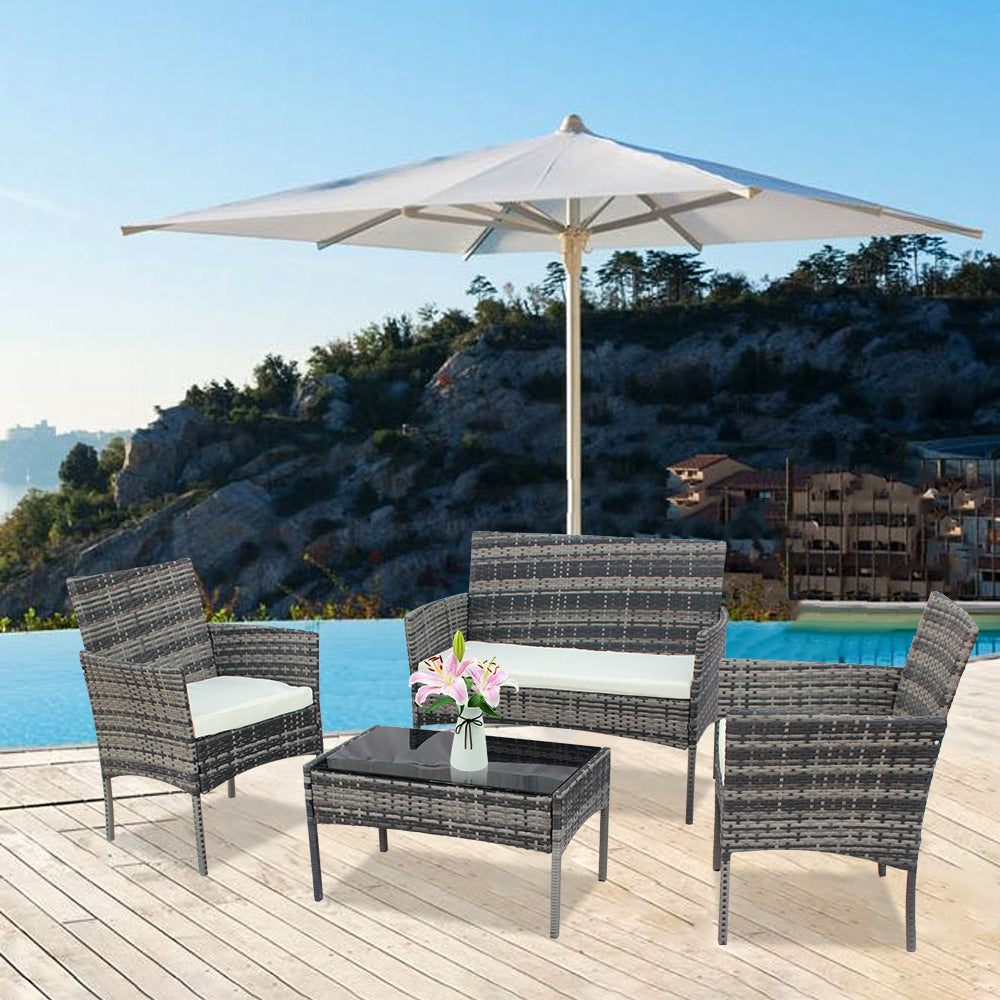 Rattan Furniture Four Piece -Grey