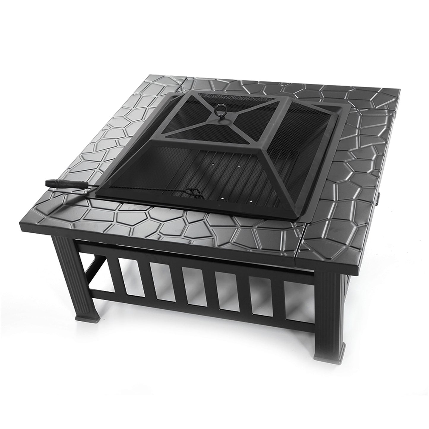 Metal Fire Bowl with Accessories Black