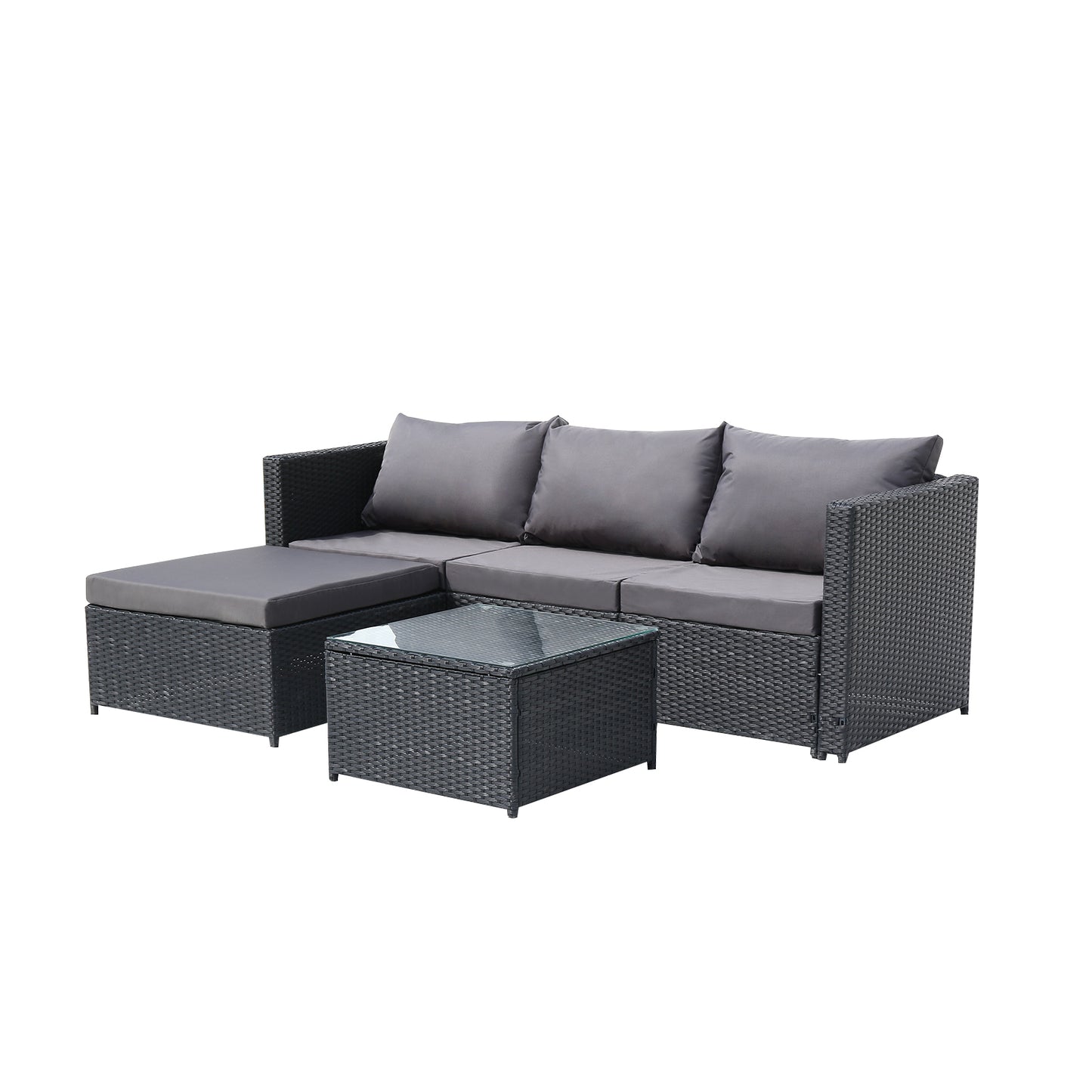 Oshion Three-Seater And Coffee Table -  Black and Grey