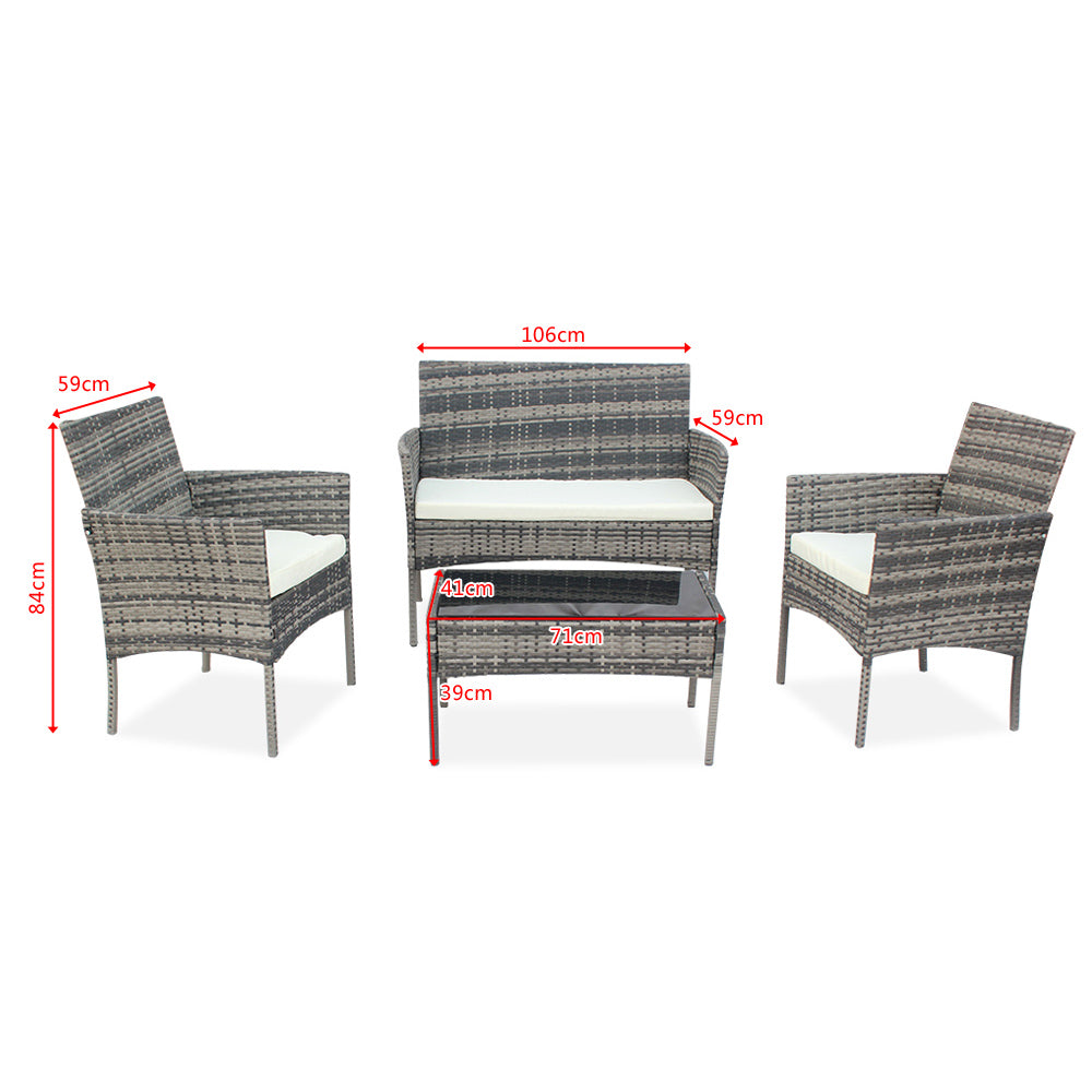 Rattan Furniture Four Piece -Grey