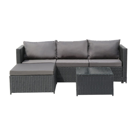 Oshion Three-Seater And Coffee Table -  Black and Grey