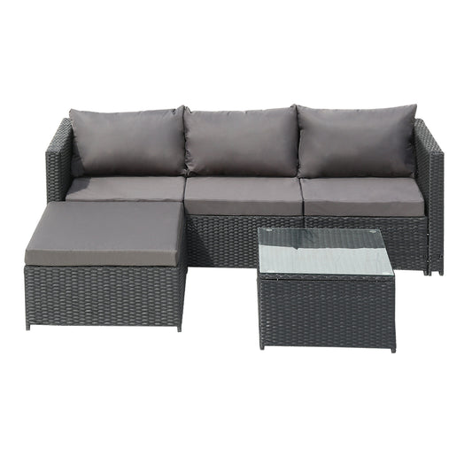Oshion Three-Seater And Coffee Table -  Black and Grey