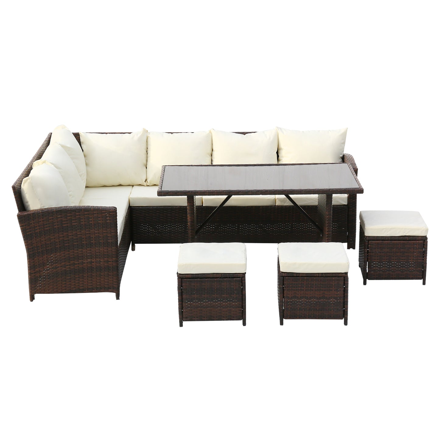 9-Seater Rattan Furniture With Dining Table And Cover