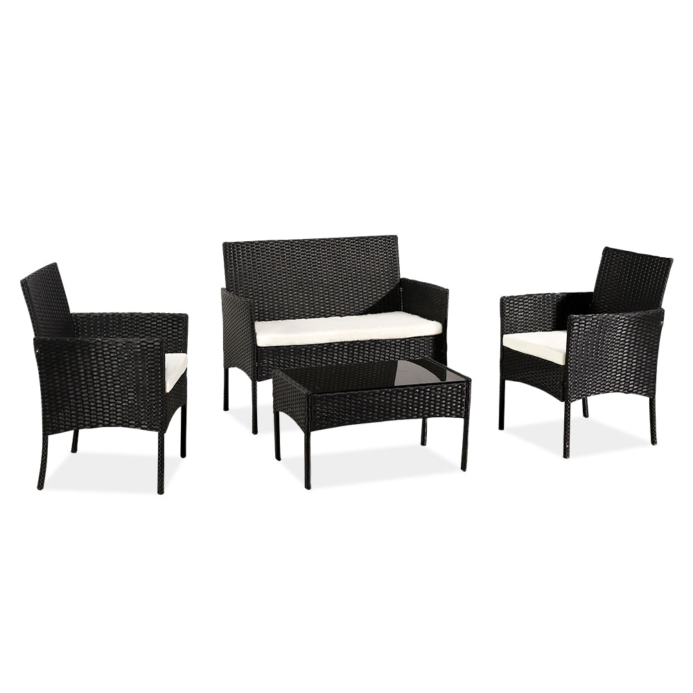 picture of  Outdoor Rattan Furniture Four-Piece-Black