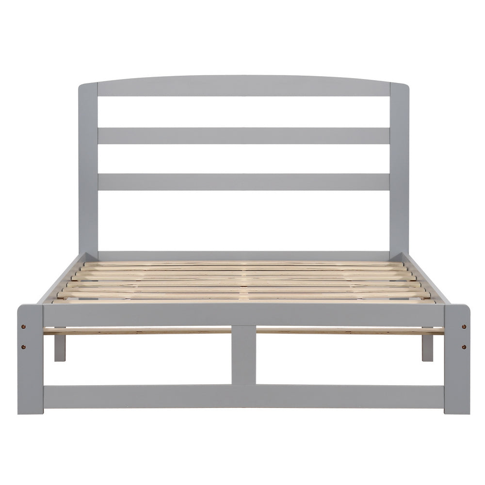 Pine Horizontal Plank Bed Grey 4FT6