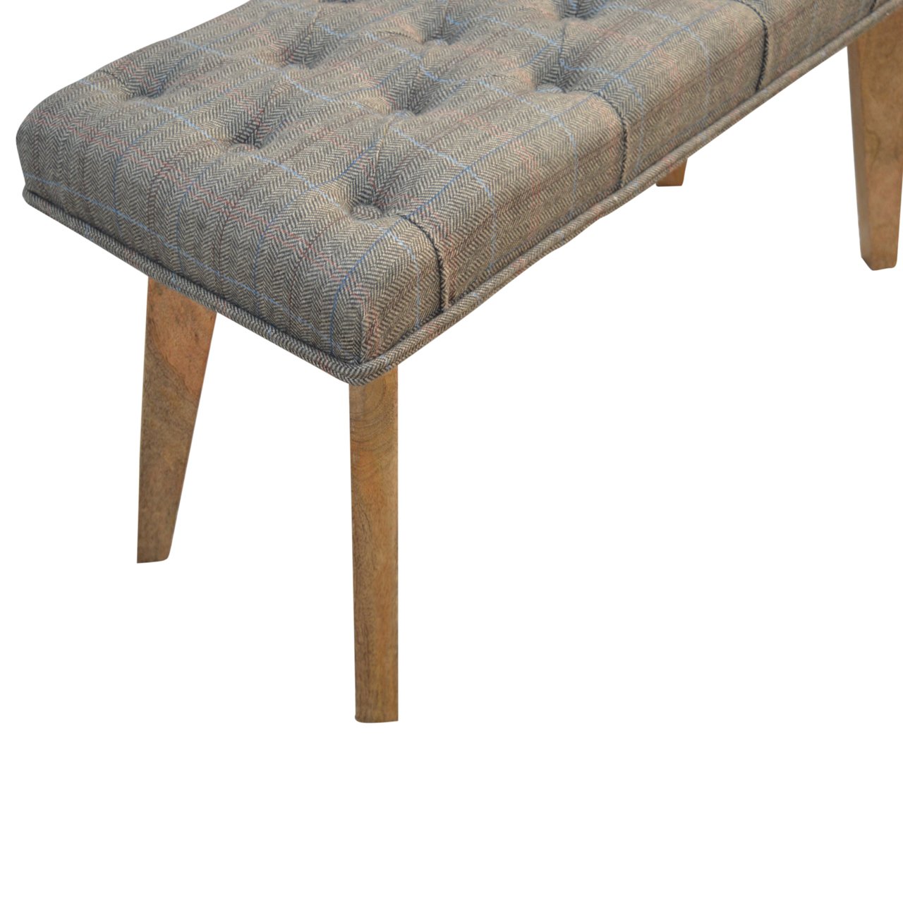 Multi Tweed Deep Button Bedroom Bench