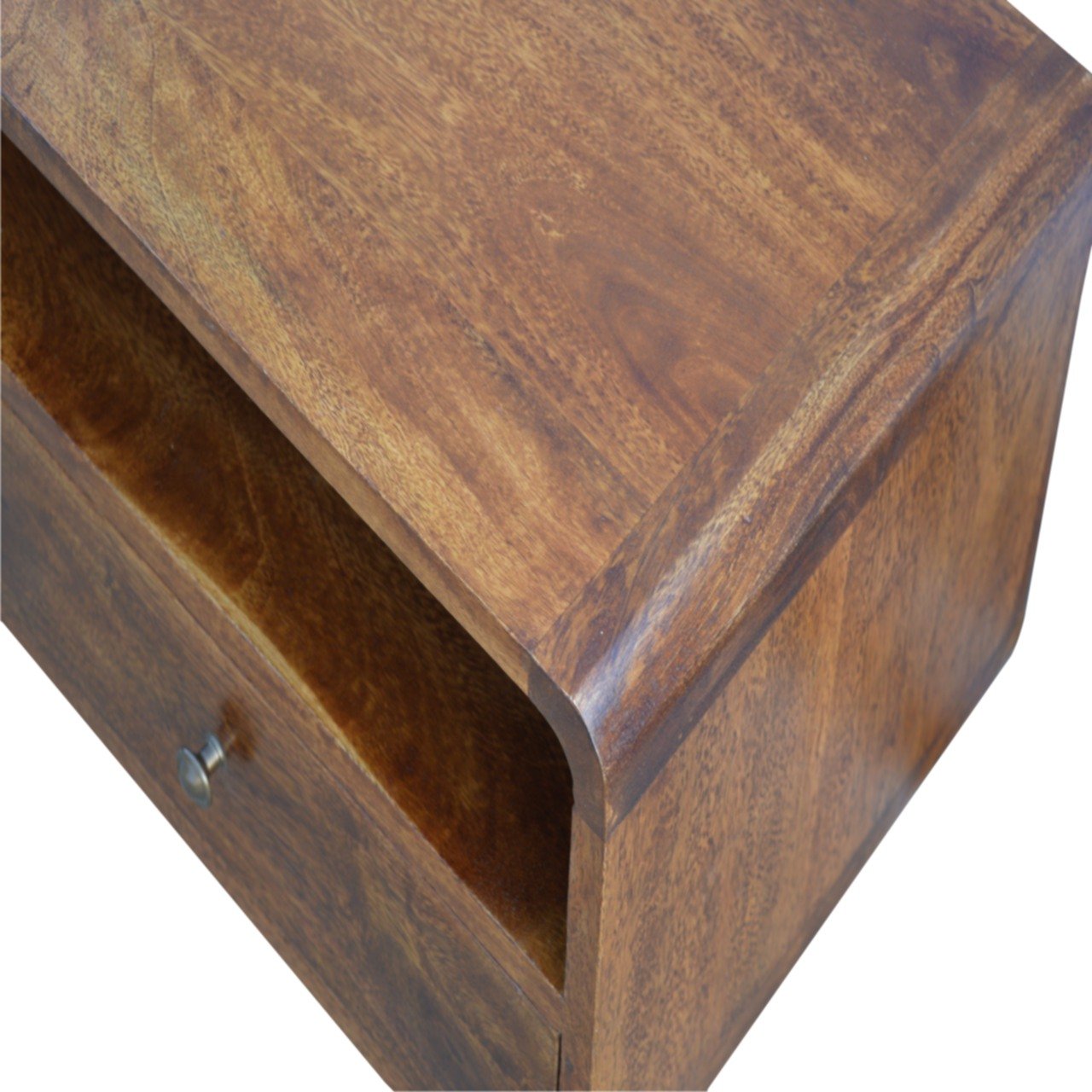 Curved Chestnut Media Units